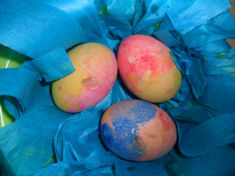 An easter table centrepiece