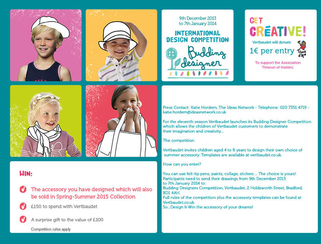 Vertbaudet budding designer competition for 4-8 year olds