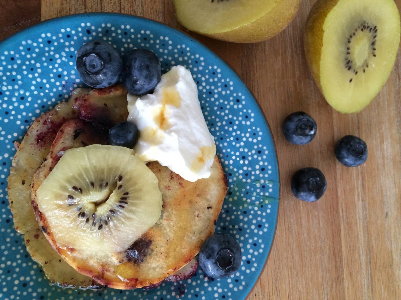 Blueberry and Kiwi Pancakes